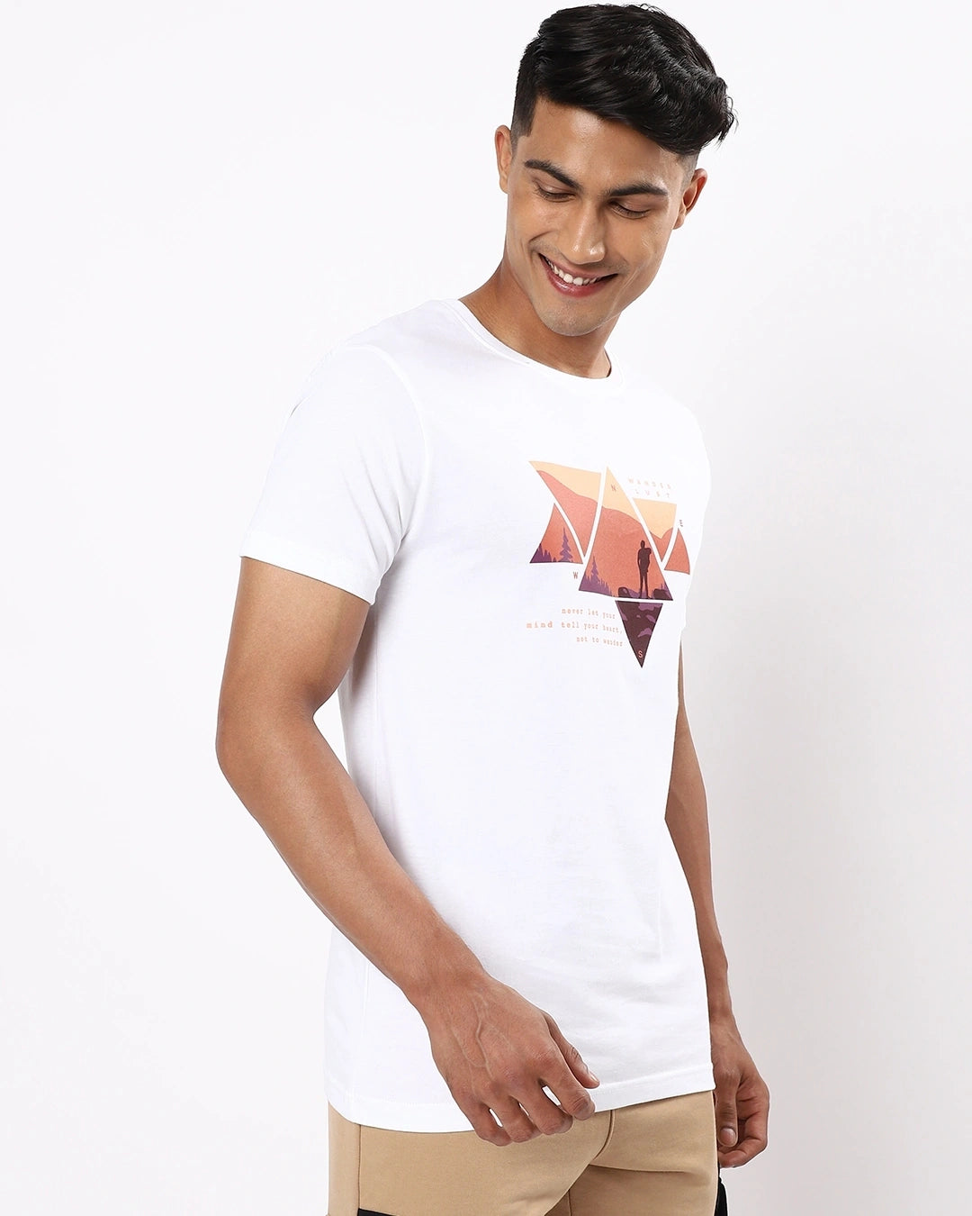Men's White Wander Geometry T-shirt