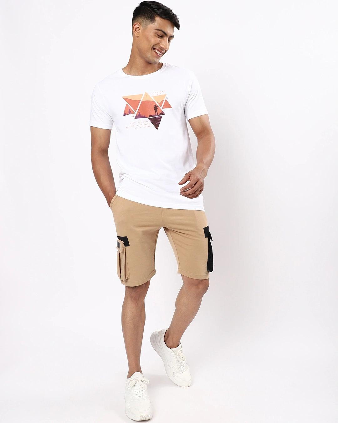 Men's White Wander Geometry T-shirt