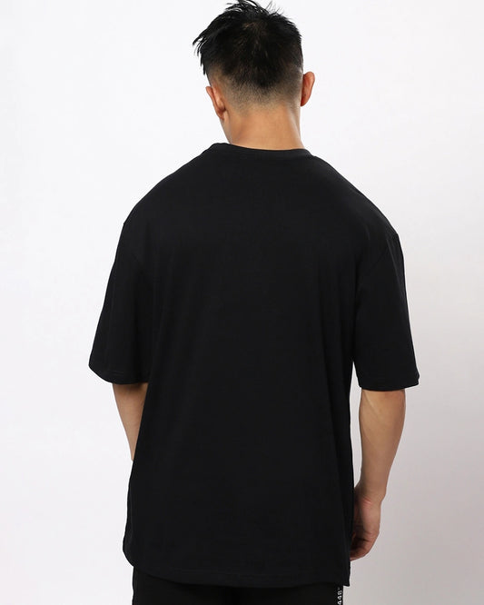 Men's Black Spider Blend Graphic Printed Oversized T-shirt